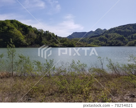 Spring sky and lake 78254021