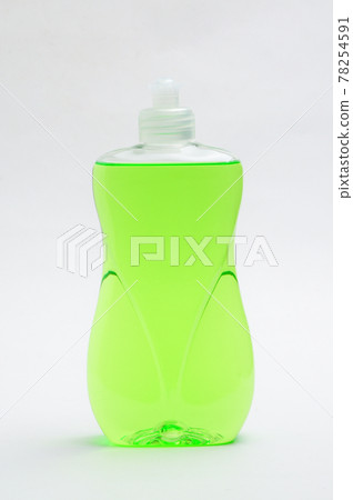 Green liquid soap bottle on white background 78254591
