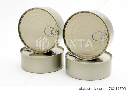 Iron cans of canned food on a white background Iron cans of canned food on a white background 78254703
