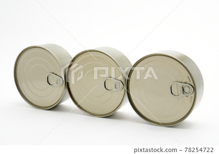 Iron cans of canned food on a white background 78254722
