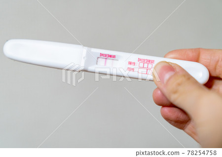 A photo of a pregnancy test. Positive reaction. Image of pregnancy / pregnancy. 78254758