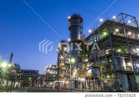 Light beam tower Otake city factory night view 78255828