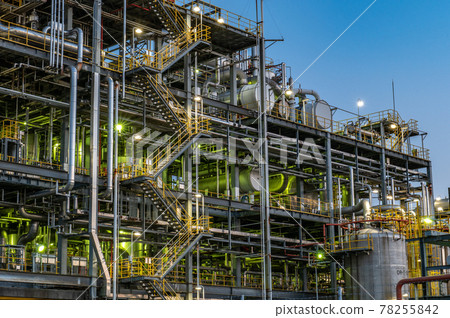 Light beam tower Otake city factory night view 78255842