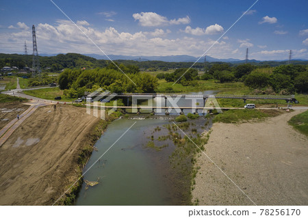 埼玉塌陷橋（水下橋）埼玉縣東松山市土岐川稻荷橋（無人機鳥瞰） 78256170