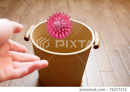 Throw a model of coronavirus into the trash Throw a model of coronavirus into the trash 78257252