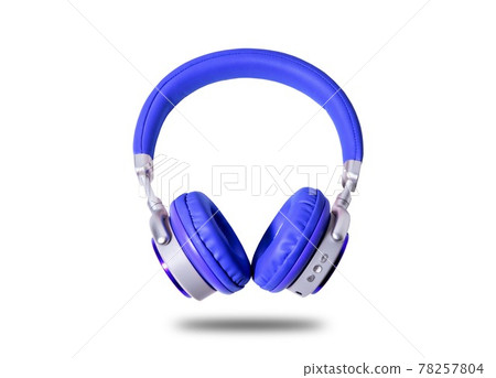 Red headphone and cable isolated on background..Headphones.Red headphone.Technology 78257804
