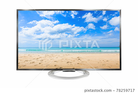 Television monitor Seascape and sky isolated on white background. with clipping path 78259717
