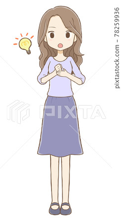 A woman in plain clothes who flashes and strikes her hand A woman in plain clothes who flashes and strikes her hand 78259936