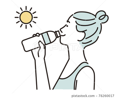 Simple illustration: A woman who drinks mineral water for hydration Simple illustration: A woman who drinks mineral water for hydration 78260017