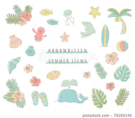 Summer handwritten illustration set Summer handwritten illustration set 78260148