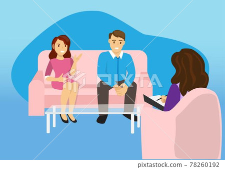A couple going to a marriage counselor They may experience lengthy conflicts or other problems. Flat style cartoon illustration vector A couple going to a marriage counselor They may experience lengthy conflicts or other problems. Flat style cartoon illustration vector 78260192