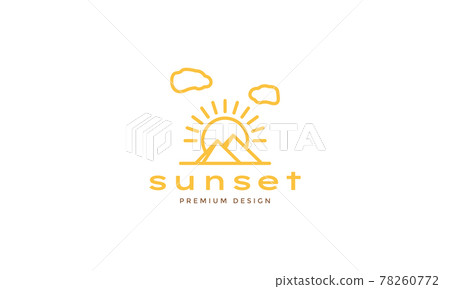 lines triangle mountain with sunset modern logo symbol icon vector graphic design illustration 78260772