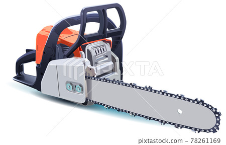 Gasoline chain saw 3d image isolated on white Gasoline chain saw 3d image isolated on white 78261169