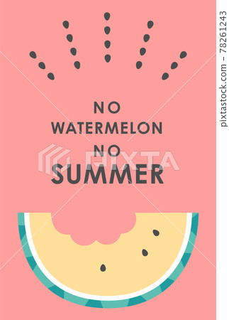 Illustration card of pastel-colored half-eaten yellow watermelon and popping seeds Illustration card of pastel-colored half-eaten yellow watermelon and popping seeds 78261243