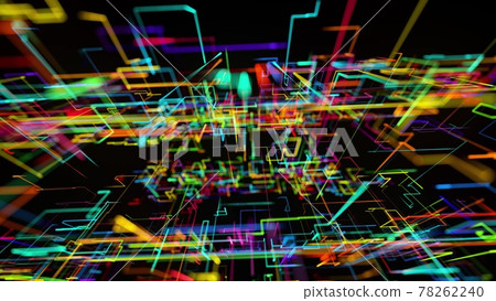 3d rendering sci-fi bg like abstract hologram. Multicolor neon glow lines form digital 3d space. Connection concept, visualization of multiple calculations of various branches neural network or AI 3d rendering sci-fi bg like abstract hologram. Multicolor neon glow lines form digital 3d space. Connection concept, visualization of multiple calculations of various branches neural network or AI 78262240