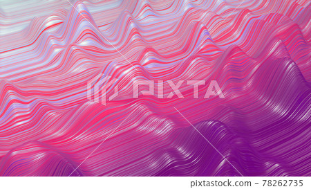 3d render. Shining purple surface, bright colorful background. Beautiful abstract background of waves on surface, color gradients, extruded lines as striped fabric surface with folds or waves 3d render. Shining purple surface, bright colorful background. Beautiful abstract background of waves on surface, color gradients, extruded lines as striped fabric surface with folds or waves 78262735