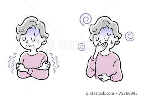 矢量插圖素材：健康狀況不佳、發冷、噁心的高級女性 78266985