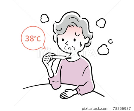 矢量圖素材： 身體狀況不佳，發燒的老婦人 78266987