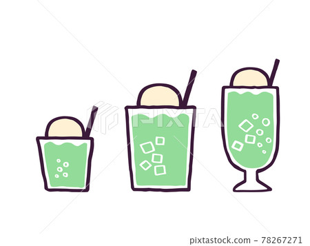 可愛的奶油汽水 Creamsoda 飲料/手寫插圖素材 78267271