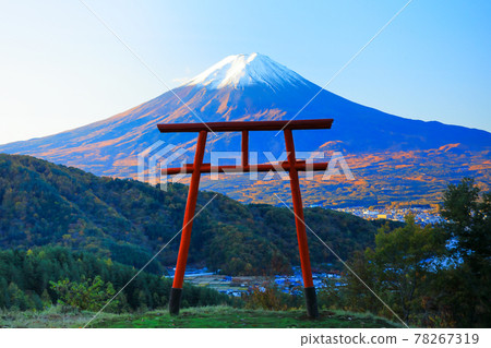 從河口淺間神社鳥居眺望富士山 78267319