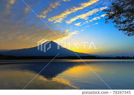 Lake Tanuki sunrise in autumn, Fujinomiya City, Shizuoka Prefecture Lake Tanuki sunrise in autumn, Fujinomiya City, Shizuoka Prefecture 78267345