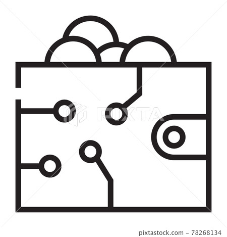 Electronic crypto wallet outline icon isolated on white background 78268134