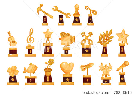 Golden Awards and Trophy of Different Shapes Vector Set Golden Awards and Trophy of Different Shapes Vector Set 78268616
