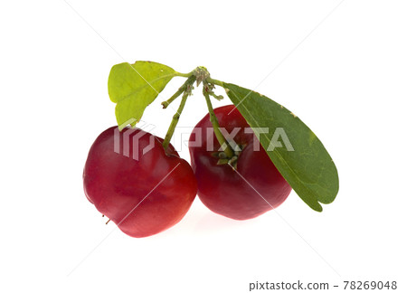 Juicy red cherry isolated on the white background. 78269048