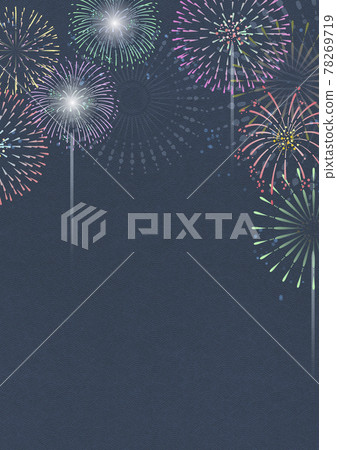 Fireworks display, summer tradition, texture of Japanese paper [XL in A3 size 350dpi] 78269719