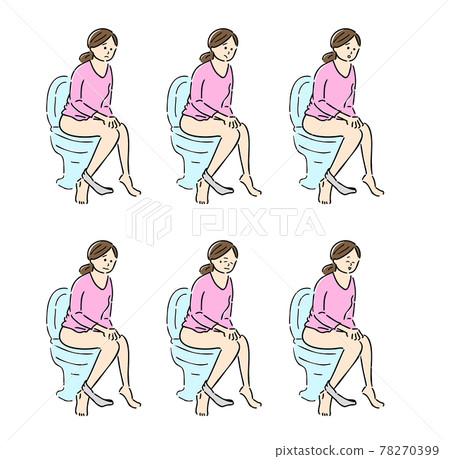 Illustration of toilet and woman 78270399