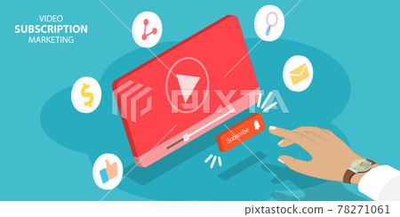 Isometric Flat Vector Concept of Video Subscription Marketing Model, Vlog. 78271061