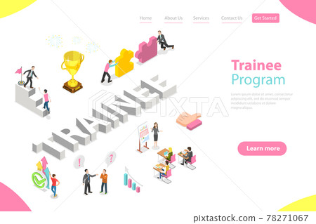 Isometric Flat Vector Landing Page Template of Company Trainee Program. Isometric Flat Vector Landing Page Template of Company Trainee Program. 78271067