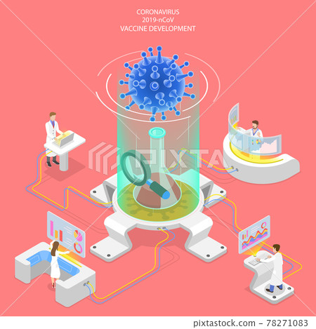 3D Isometric Vector Concept of Coronavirus Vaccine Research. 3D Isometric Vector Concept of Coronavirus Vaccine Research. 78271083