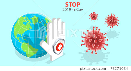 3D Vector Isometric Concept of Coronavirus Outbreak. 3D Vector Isometric Concept of Coronavirus Outbreak. 78271084