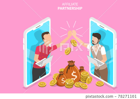 Isometric Fat Vector Concept of Sales Partnership. 78271101