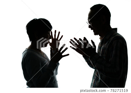 Senior couple silhouette fight quarrel 78271519
