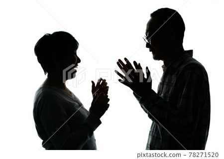 Senior couple silhouette fight quarrel Senior couple silhouette fight quarrel 78271520