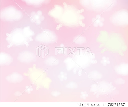 Vector pink sky background. Cute, abstract, sheep clouds cartoons. Vector pink sky background. Cute, abstract, sheep clouds cartoons. 78271587