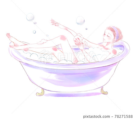 一個女人在浴缸裡洗她的身體 一個女人在浴缸裡洗她的身體 78271588