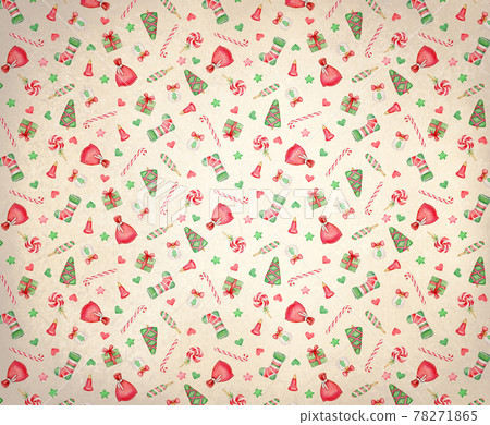 Christmas symbols background. Watercolor illustration. 78271865