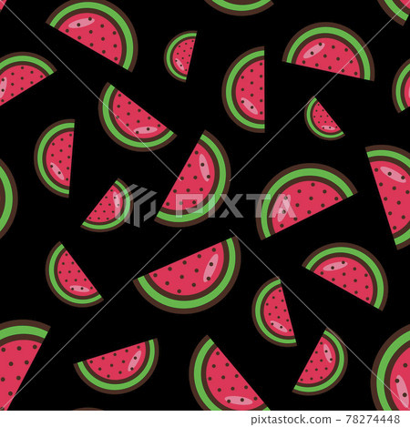 pattern of watermelon slices on a black background - Stock Illustration ...