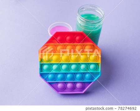Bubble pop it and colorful slime fidget toys to help reduce stress in kids and adults Bubble pop it and colorful slime fidget toys to help reduce stress in kids and adults 78274692