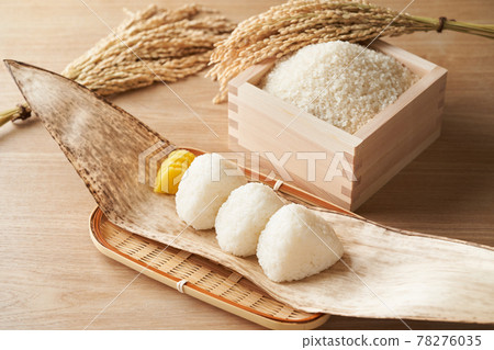 Salted rice balls and rice in a bowl Salted rice balls and rice in a bowl 78276035