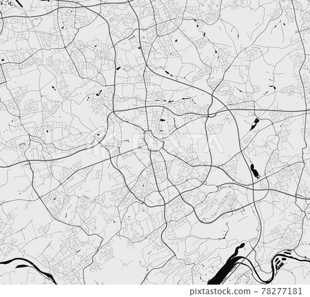 Urban city map of Bochum. Vector poster. Grayscale street map. Urban city map of Bochum. Vector poster. Grayscale street map. 78277181