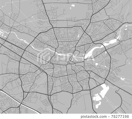 Urban city map of Nuremberg. Vector poster. Grayscale street map. 78277198