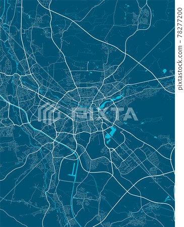 Detailed map of Nuremberg city, linear print map. Cityscape panorama. 78277200