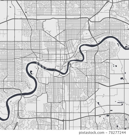 Urban city map of Edmonton. Vector poster. Grayscale street map. Urban city map of Edmonton. Vector poster. Grayscale street map. 78277244