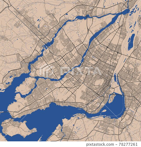 Detailed map of Montreal city, airview cityscape. Royalty free vector illustration. Detailed map of Montreal city, airview cityscape. Royalty free vector illustration. 78277261
