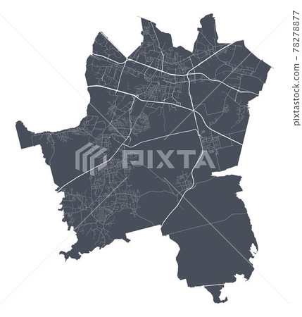 Katowice map. Detailed map of Katowice city poster with streets. Cityscape vector. 78278877