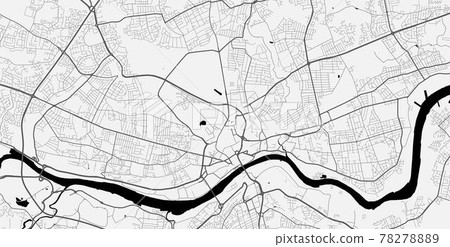 Urban city map of Newcastle upon Tyne. Vector poster. Grayscale street map. 78278889